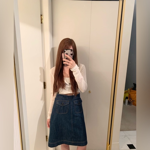 BNWOT GAP 1969 100% Cotton Denim Flap Pocket A-Line Skirt Medium Wash Size 24 - Picture 8 of 12